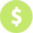 White dollar sign logo in a lime green circle