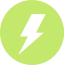 White lightning logo in a lime green circle