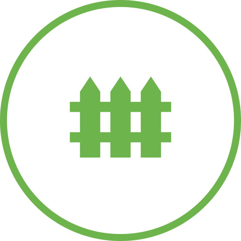 Green fence in an green circle outline