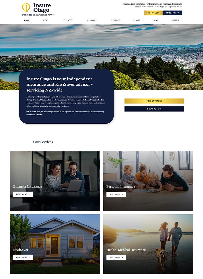 Insure Otago Website Home Page Thumbnail