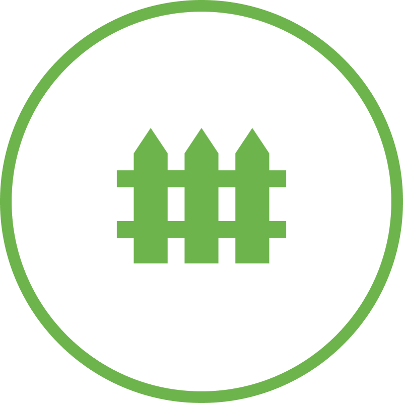 Green fence in an green circle outline