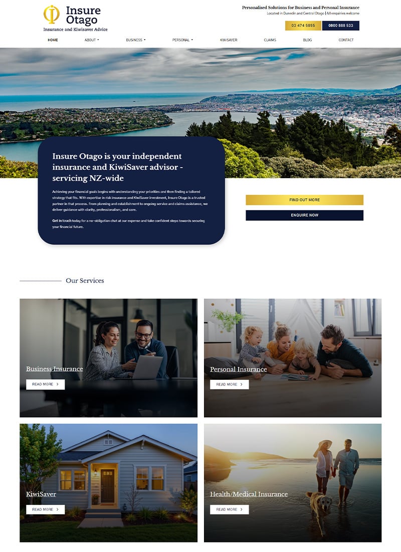 Insure Otago Website Home Page Thumbnail