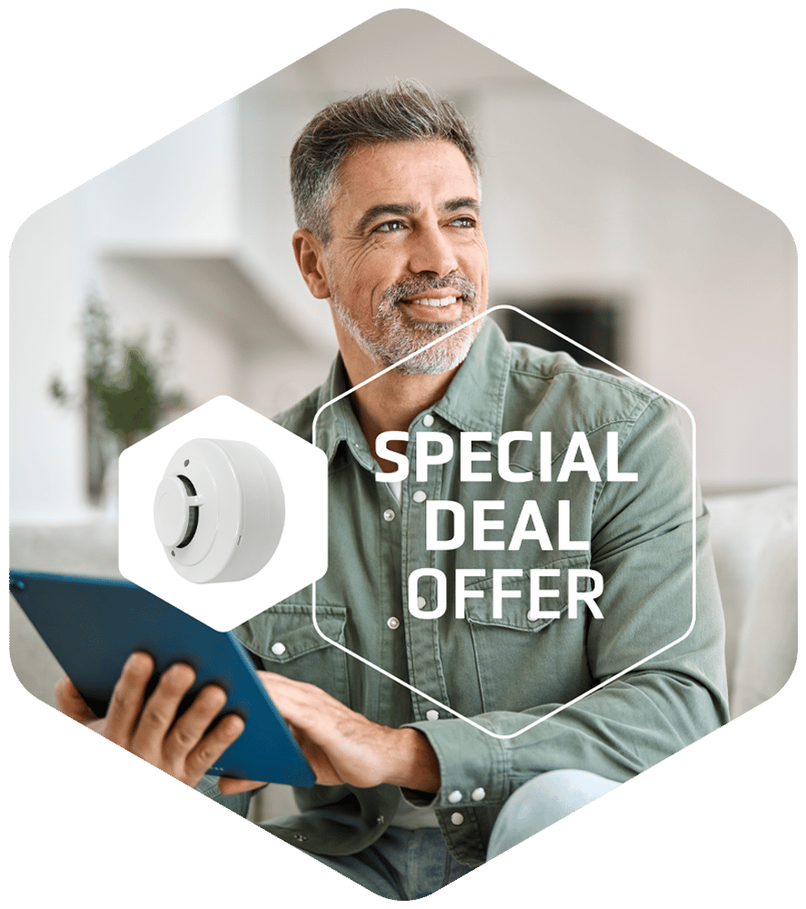 man thinking about special deal from Home Security Systems