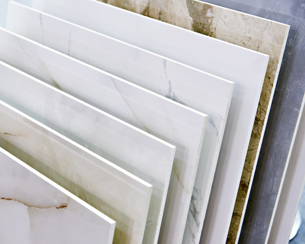 Range of different porcelain with different colours and patterns